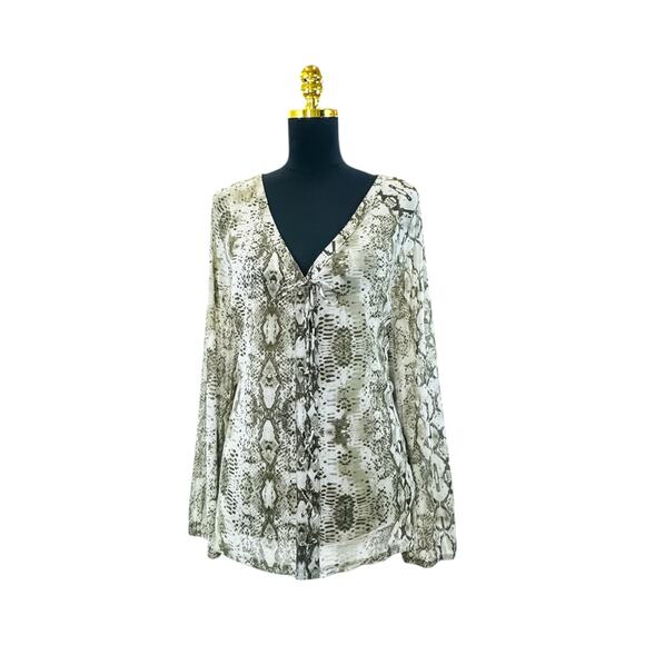 INC Snake Skin Print Tie Front Blouse - Size XXL - Picture 4 of 5